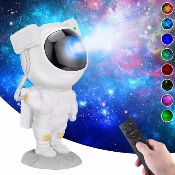 Lámpara Proyector Astronauta Galaxia, LED Ajustable Con Mando